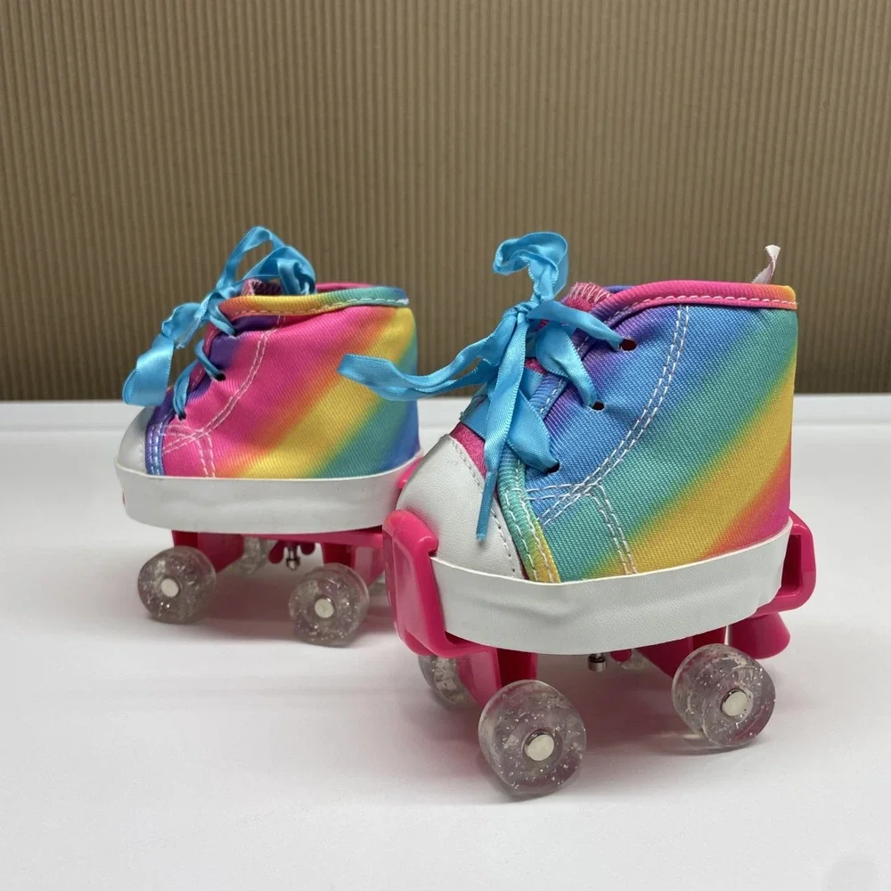 Build A Bear Shoes BABW High Top Rainbow Sneakers With Blue Laces